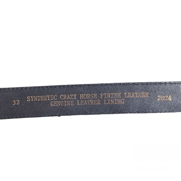 Vintage Crazy Horse Leather Belt Sz Genuine Cowhide Lining Classic Vintage Black - Picture 8 of 11